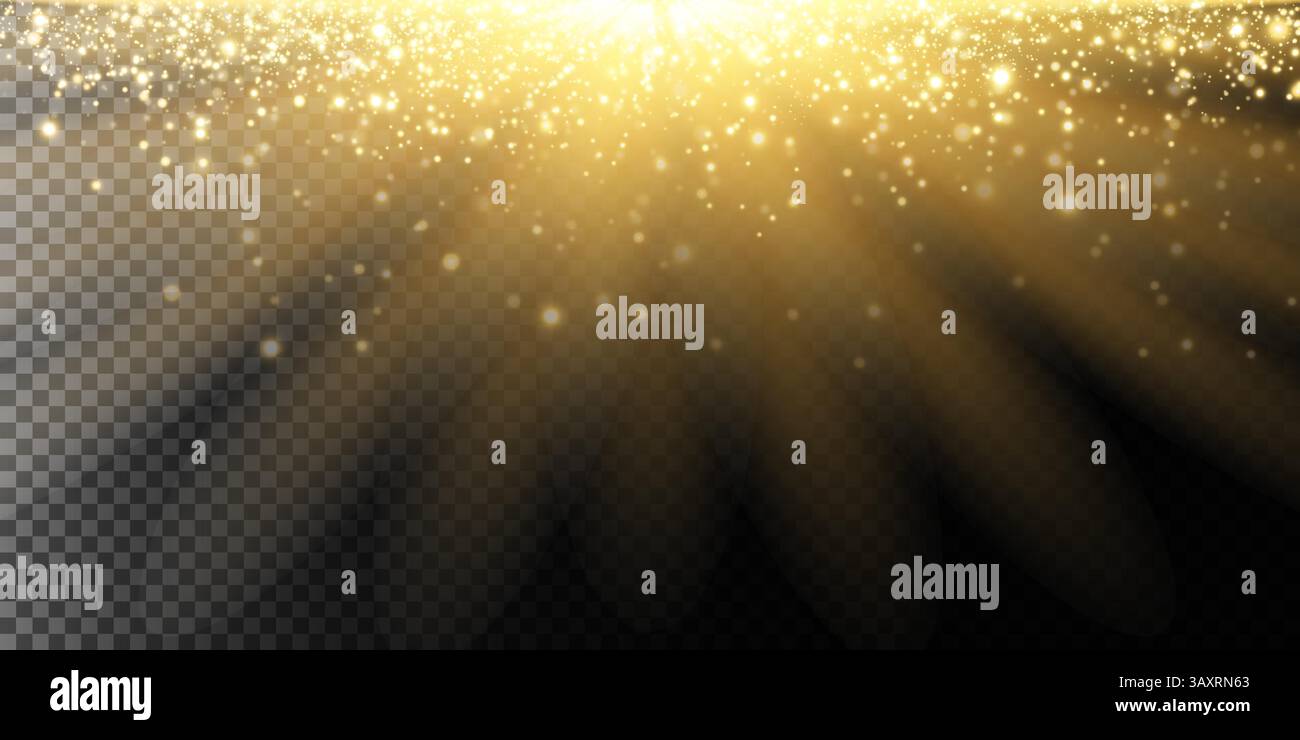 Elegant Golden Sparkle Rays radiating with Glittering Lights create a ...