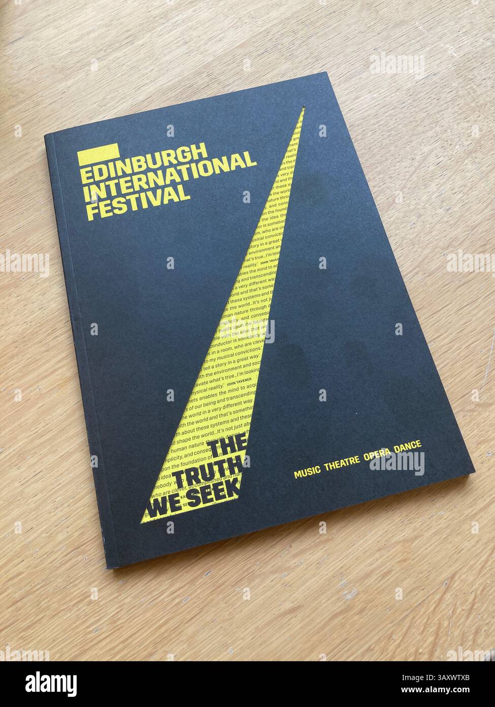 Edinburgh International Festival programme paper copy for 2025, the festival dates are 1st–24th August 2025 - Smartphone Captured Stock Image