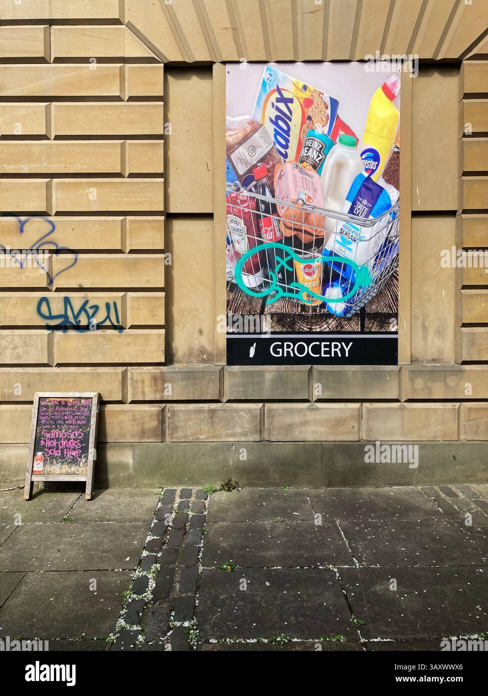 Sign outside Grocery convenience Store - Smartphone Captured Stock Image