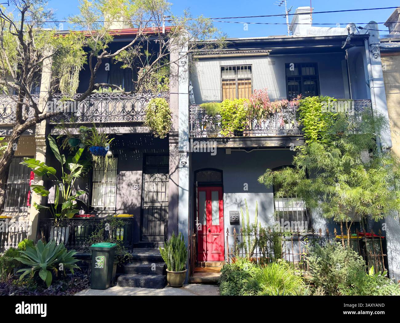Gentrification of houses along Little Eveleigh Street, Redfern, Sydney, NSW, Australia. No PR - Smartphone Captured Stock Image