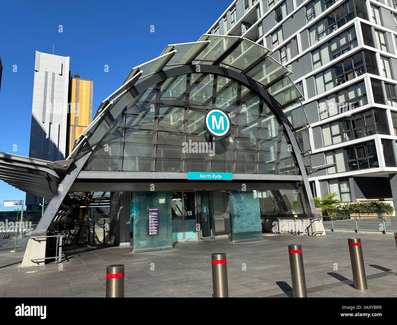 Entrance to newly-opened North Ryde metro station, Sydney, NSW, Australia. No PR - Smartphone Captured Stock Image