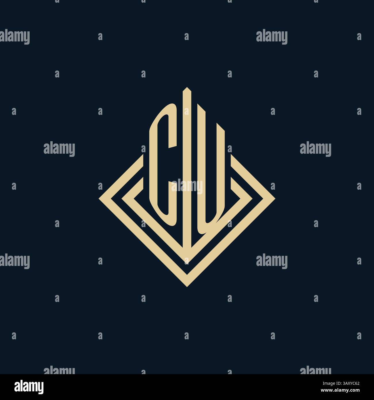 Initials CU logo rhombus lines shape style, luxury modern real estate ...