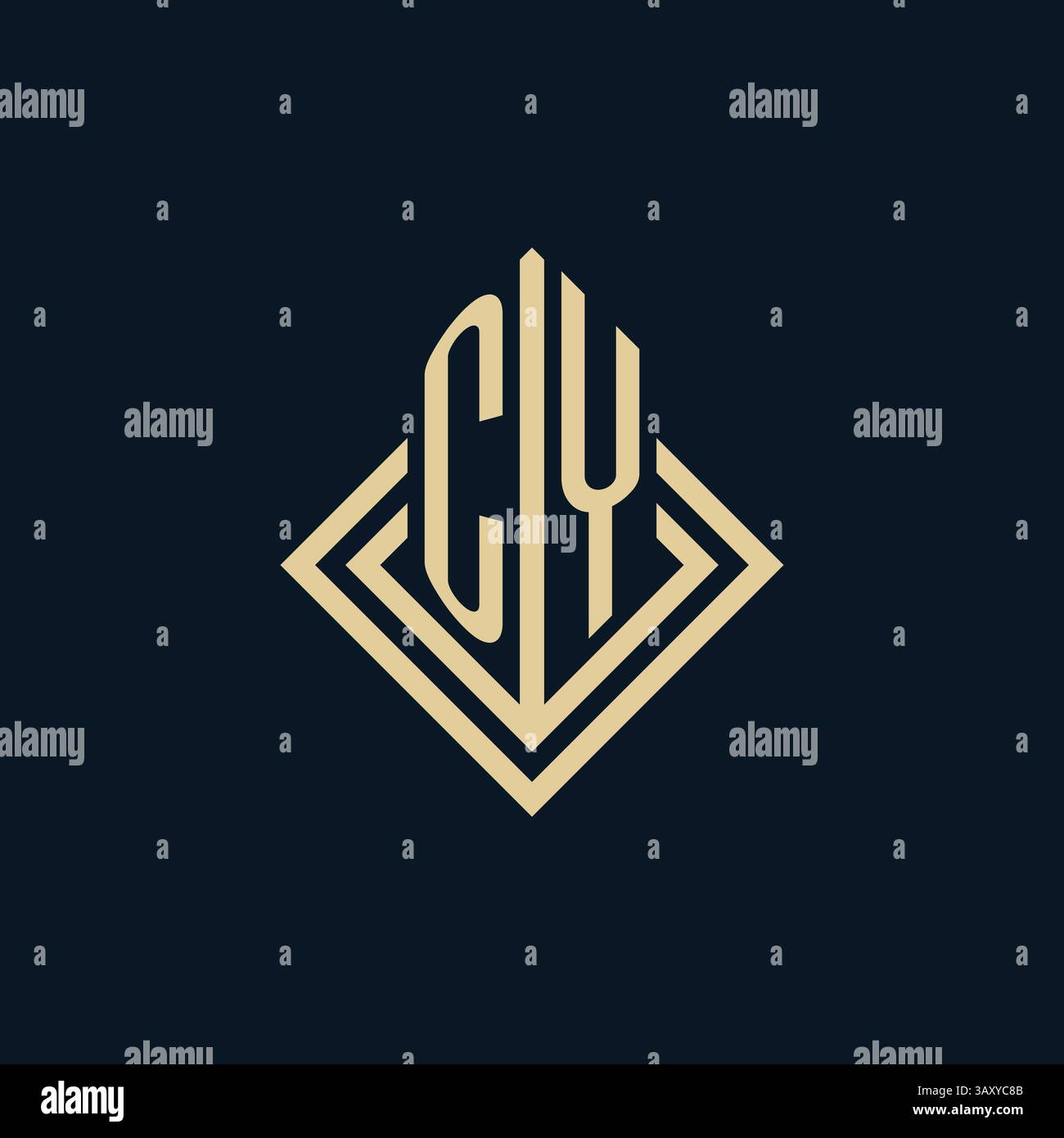 Initials CY logo rhombus lines shape style, luxury modern real estate logo design vector graphic Stock Vector