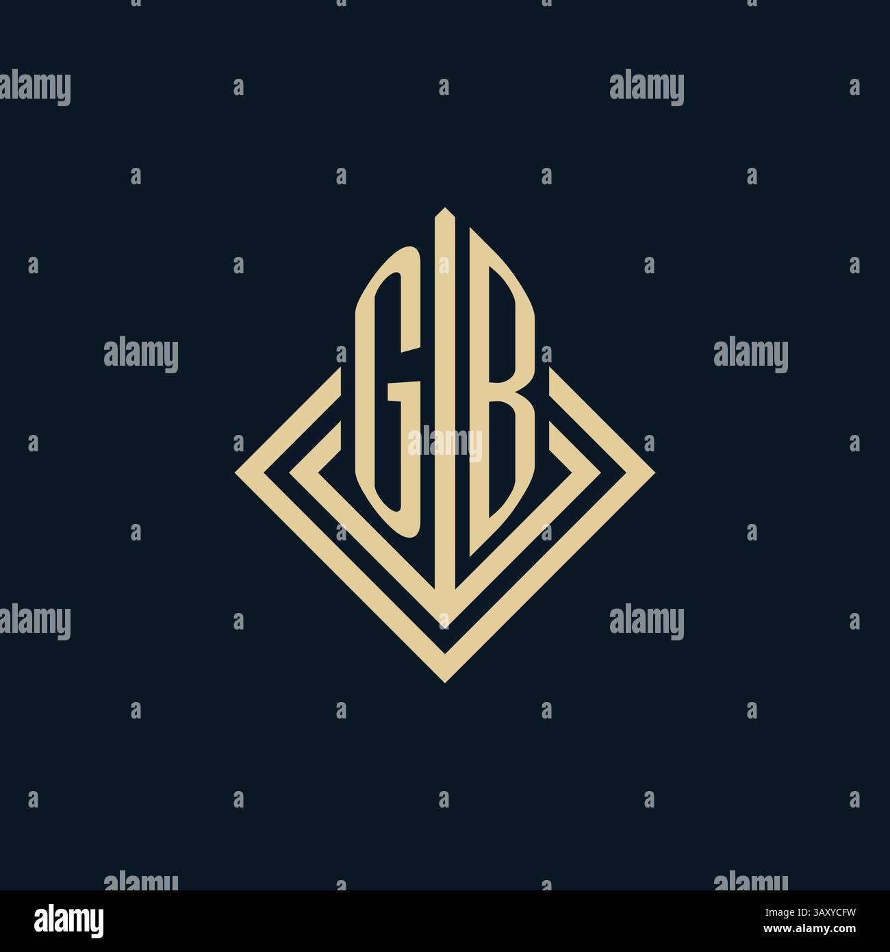 Initials GB logo rhombus lines shape style, luxury modern real estate logo design vector graphic Stock Vector