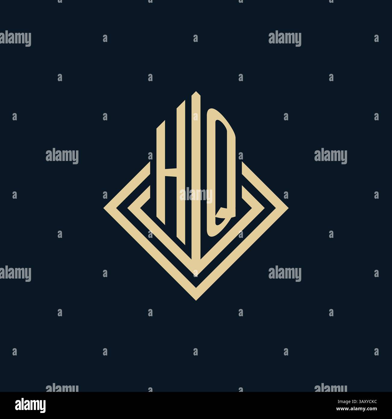 Initials HQ logo rhombus lines shape style, luxury modern real estate ...