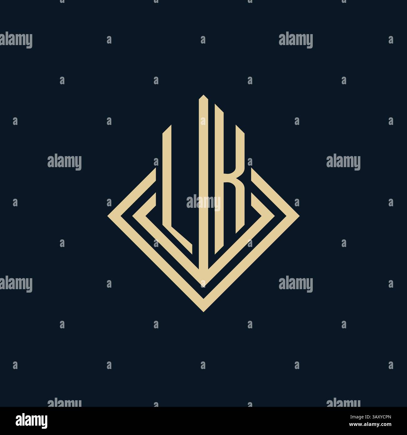 Lk Initias Initials LK logo rhombus lines shape style, luxury modern real estate ...