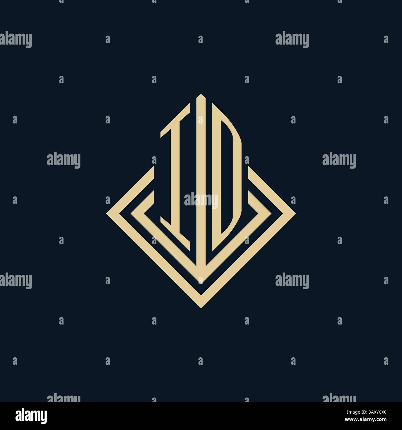 Initials ID logo rhombus lines shape style, luxury modern real estate ...