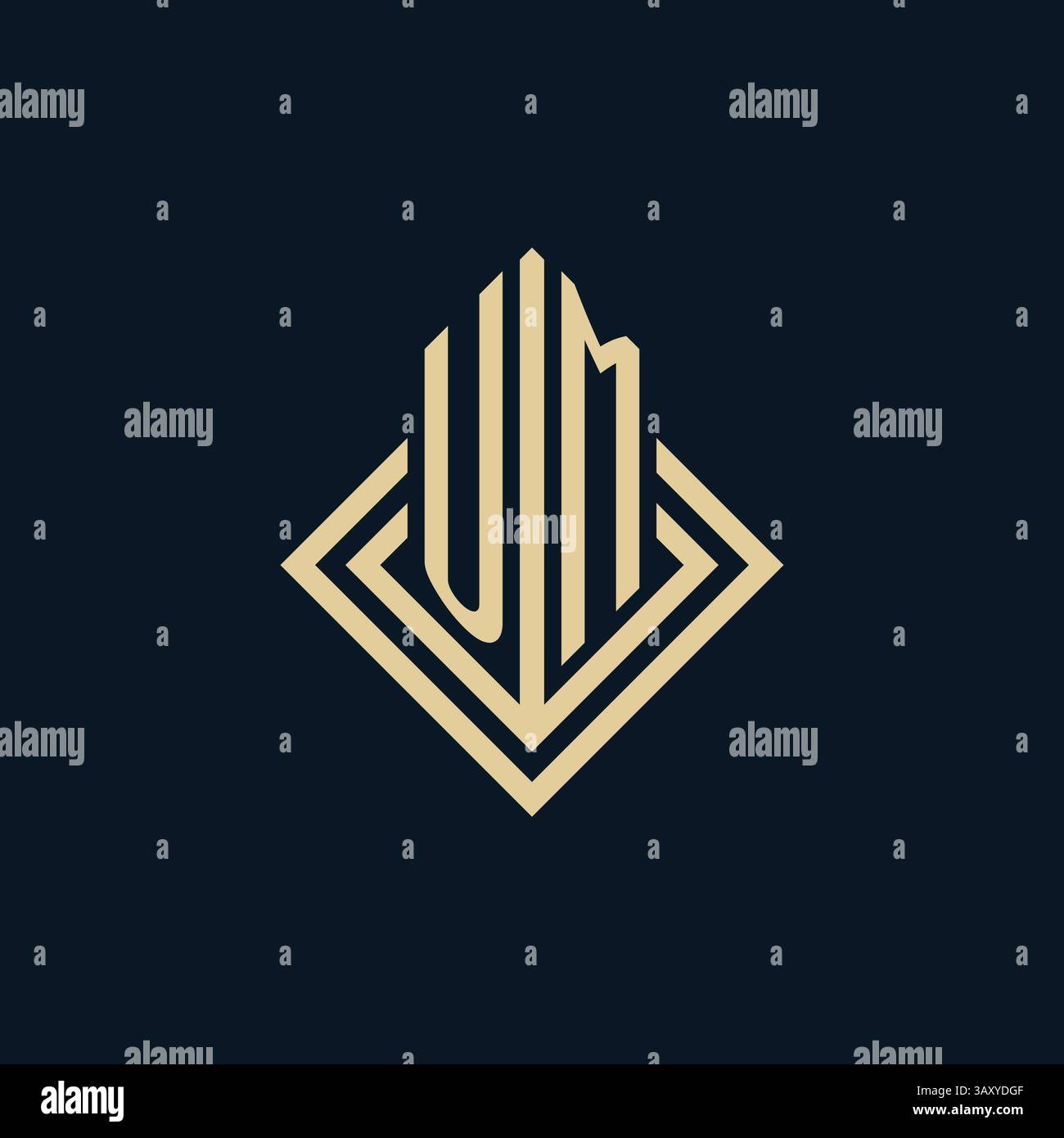 Initials UM logo rhombus lines shape style, luxury modern real estate ...