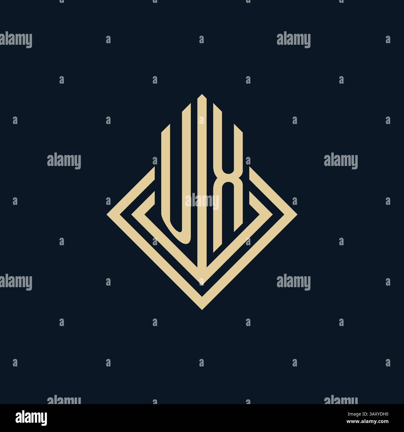 Initials UX logo rhombus lines shape style, luxury modern real estate logo design vector graphic Stock Vector