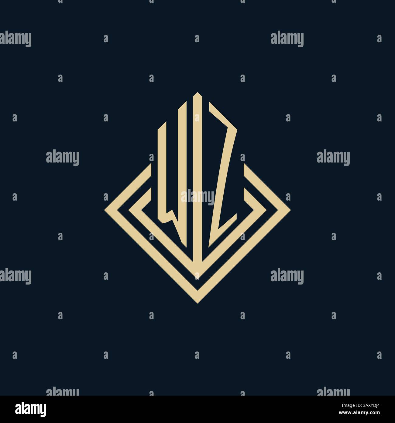 Initials WZ logo rhombus lines shape style, luxury modern real estate ...