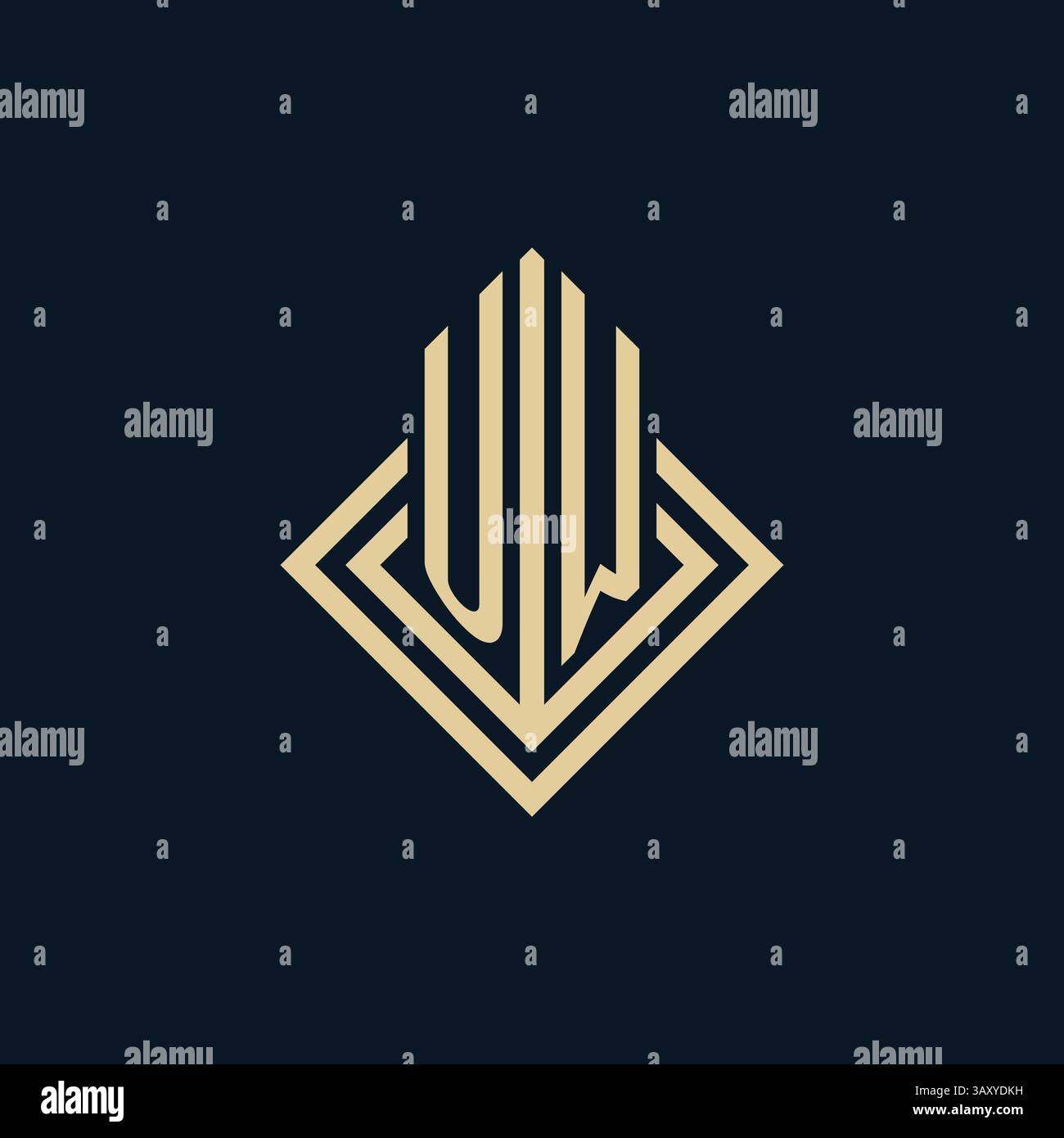Initials UW logo rhombus lines shape style, luxury modern real estate logo design vector graphic Stock Vector