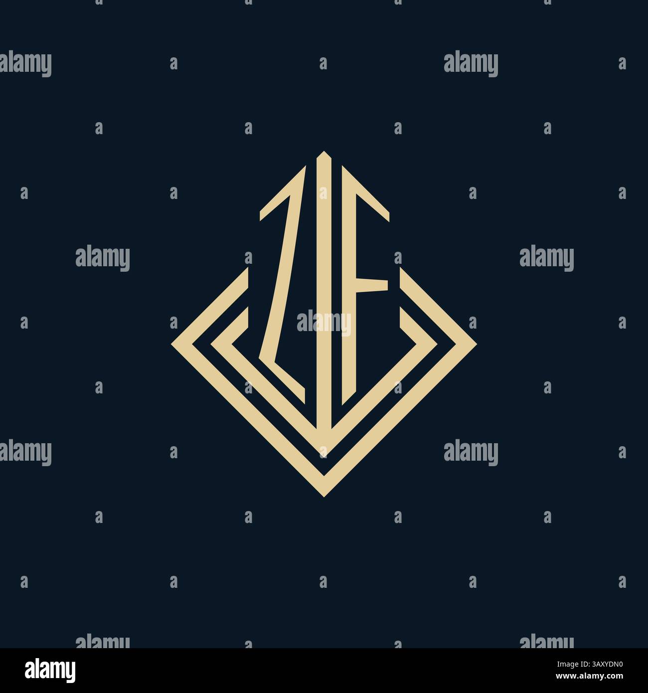 Initials ZF logo rhombus lines shape style, luxury modern real estate logo design vector graphic Stock Vector