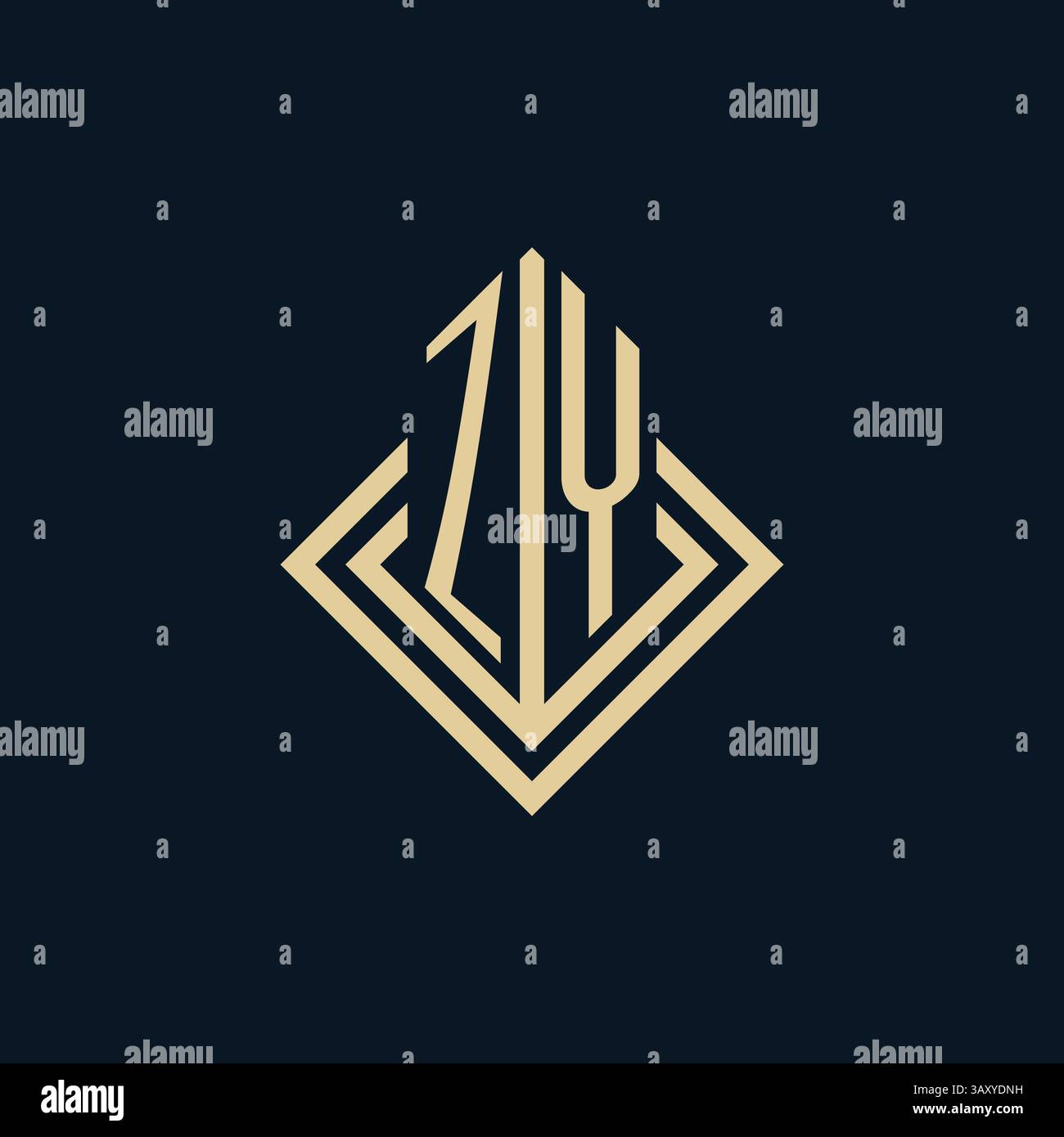 Initials ZY logo rhombus lines shape style, luxury modern real estate logo design vector graphic Stock Vector