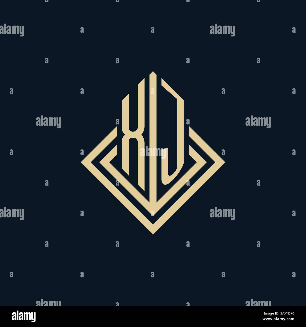 Initials XJ logo rhombus lines shape style, luxury modern real estate logo design vector graphic Stock Vector