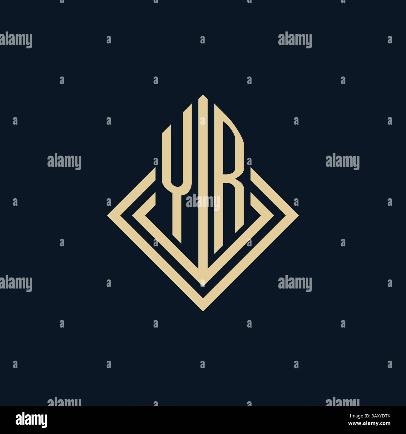 Initials YR logo rhombus lines shape style, luxury modern real estate logo design vector graphic Stock Vector