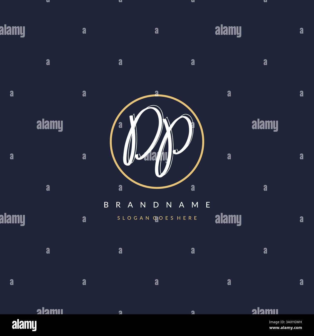 Initial letter DP logo monogram feminine style with circle line design ...