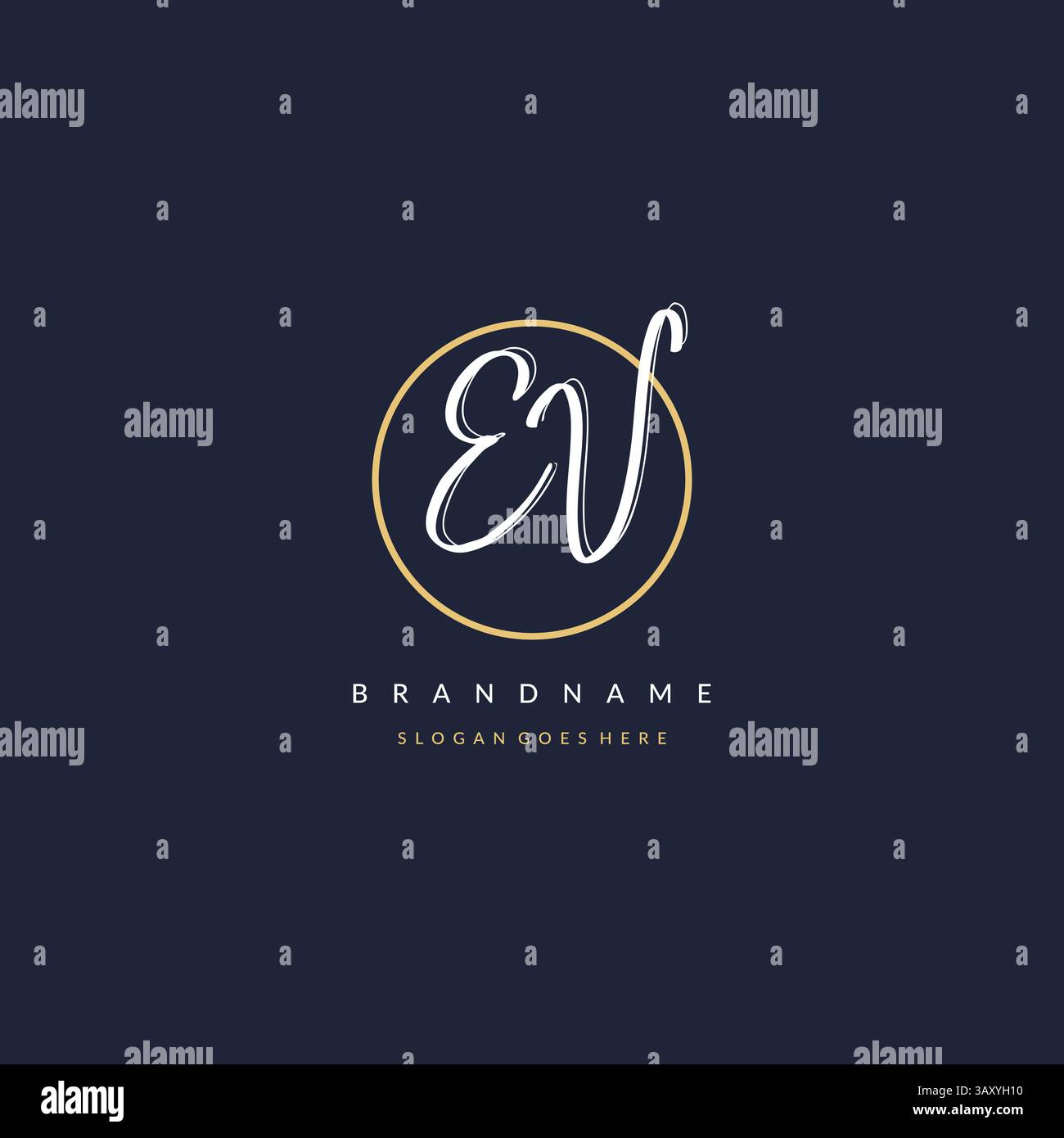 Initial letter EV logo monogram feminine style with circle line design ...