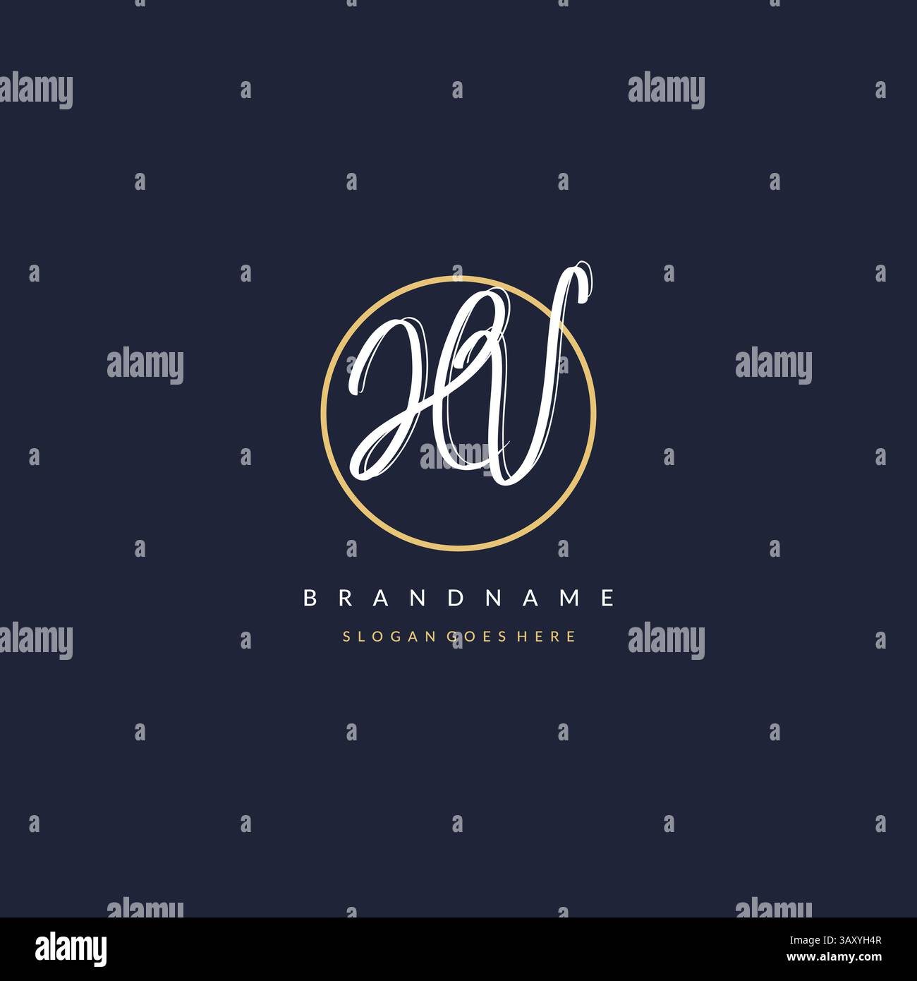 Initial letter HV logo monogram feminine style with circle line design ...