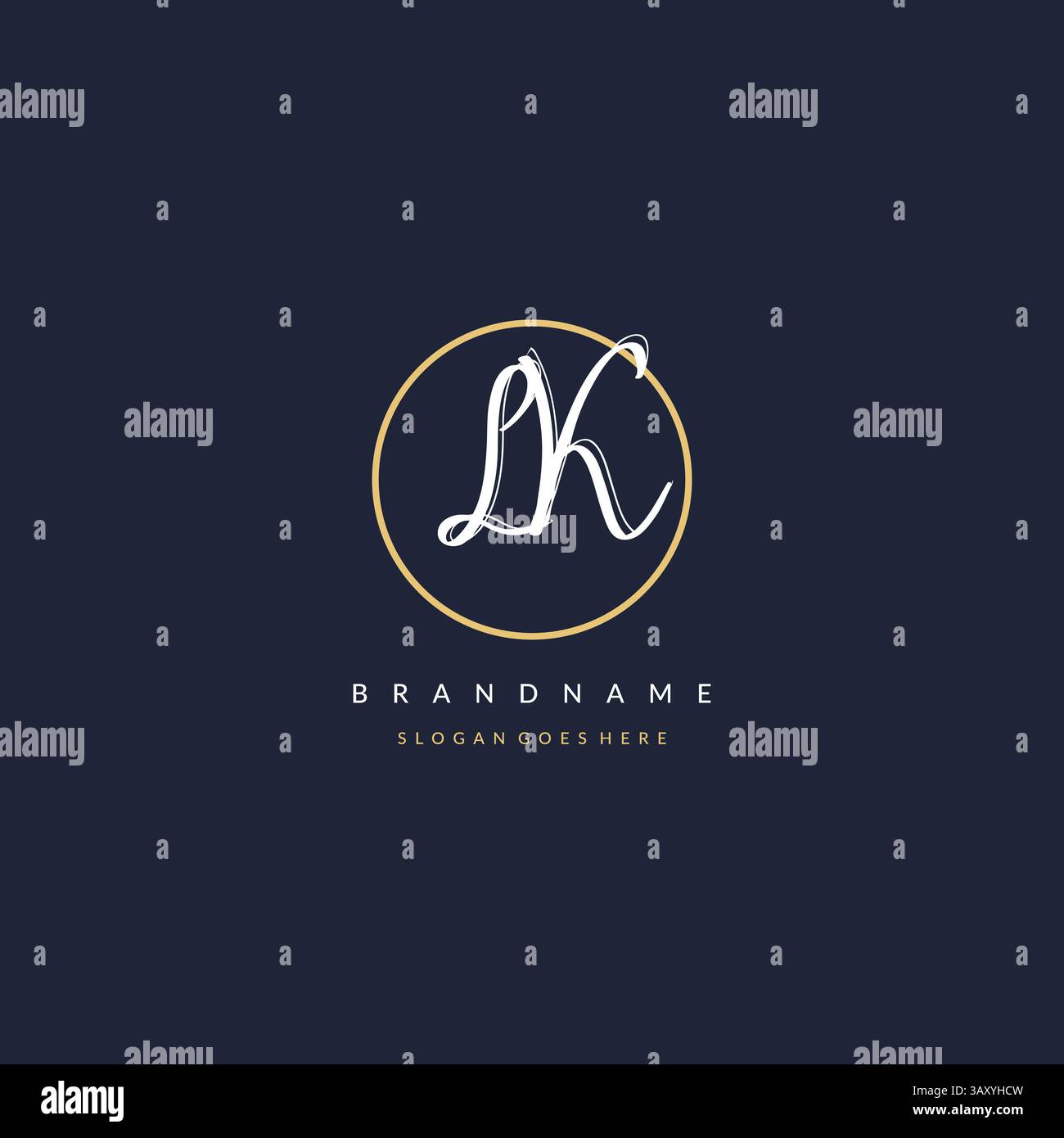 Initial letter LK logo monogram feminine style with circle line design ...