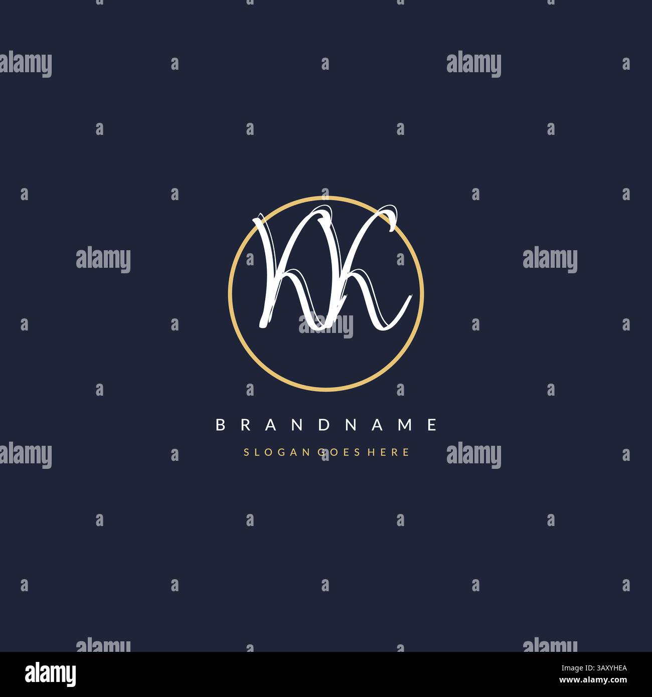 Initial letter KK logo monogram feminine style with circle line design ...