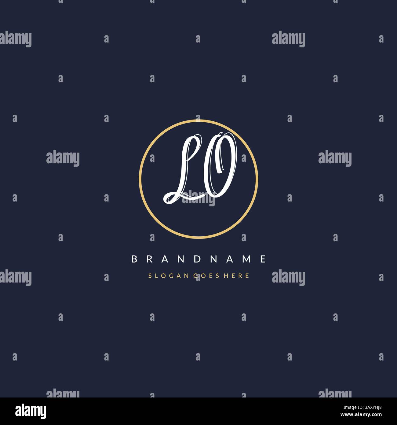 Initial letter LO logo monogram feminine style with circle line design ...