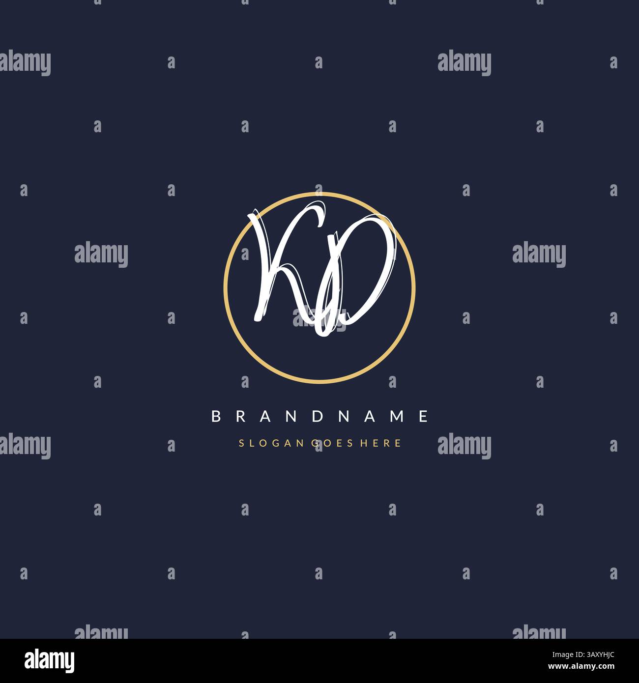 Initial letter KD logo monogram feminine style with circle line design ...