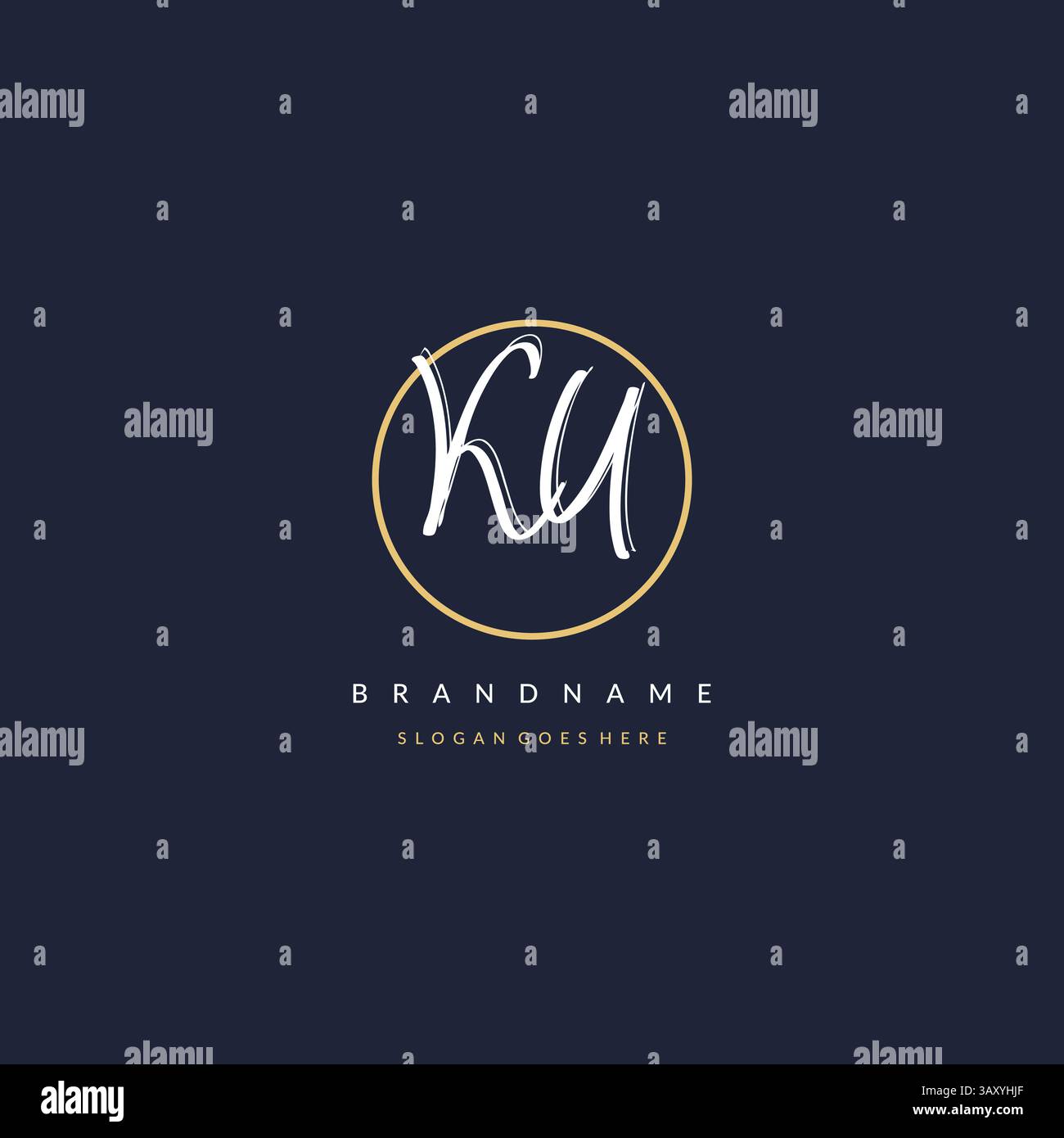 Initial letter KU logo monogram feminine style with circle line design ...