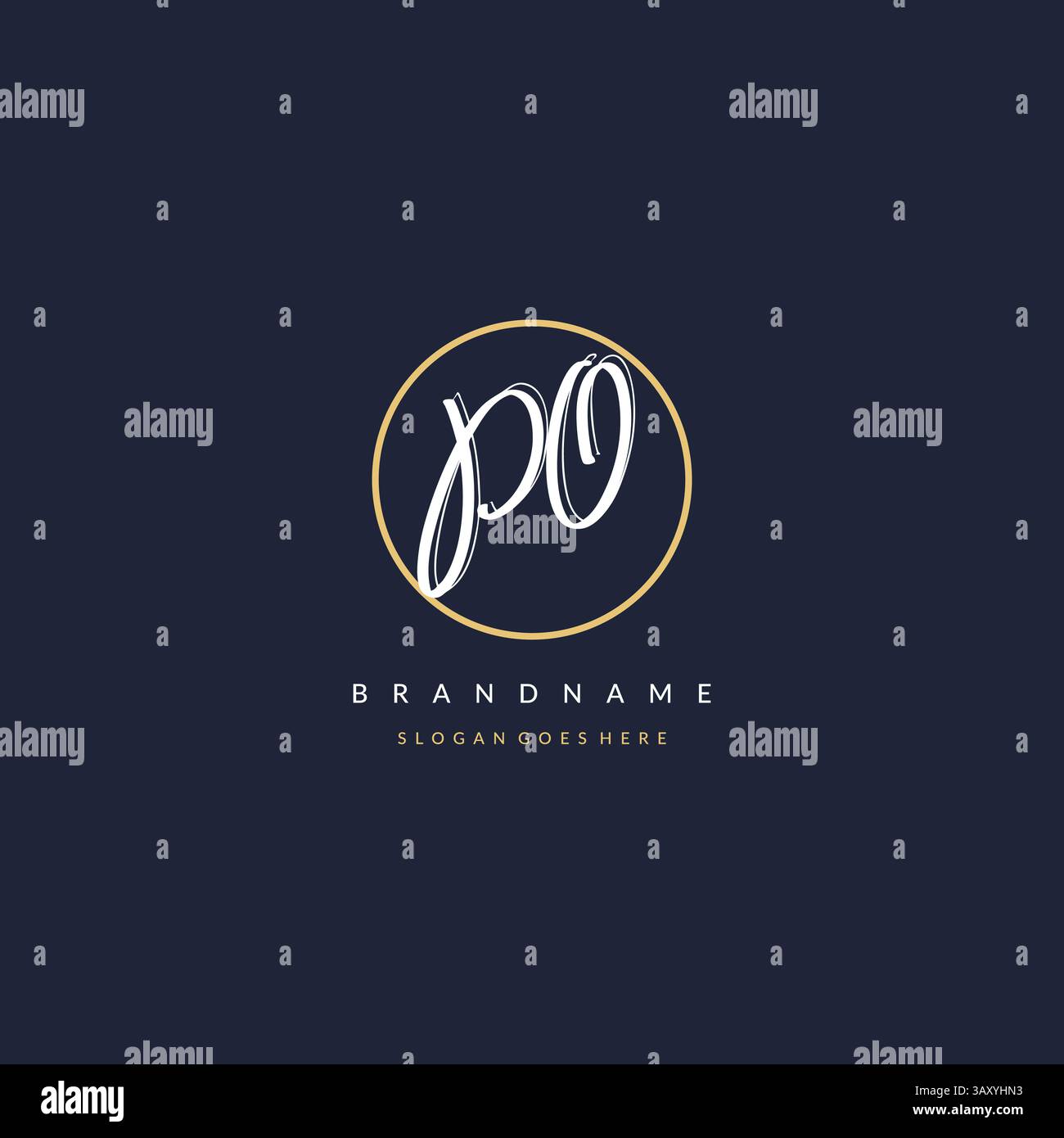 Initial letter PO logo monogram feminine style with circle line design ideas vector graphic Stock Vector