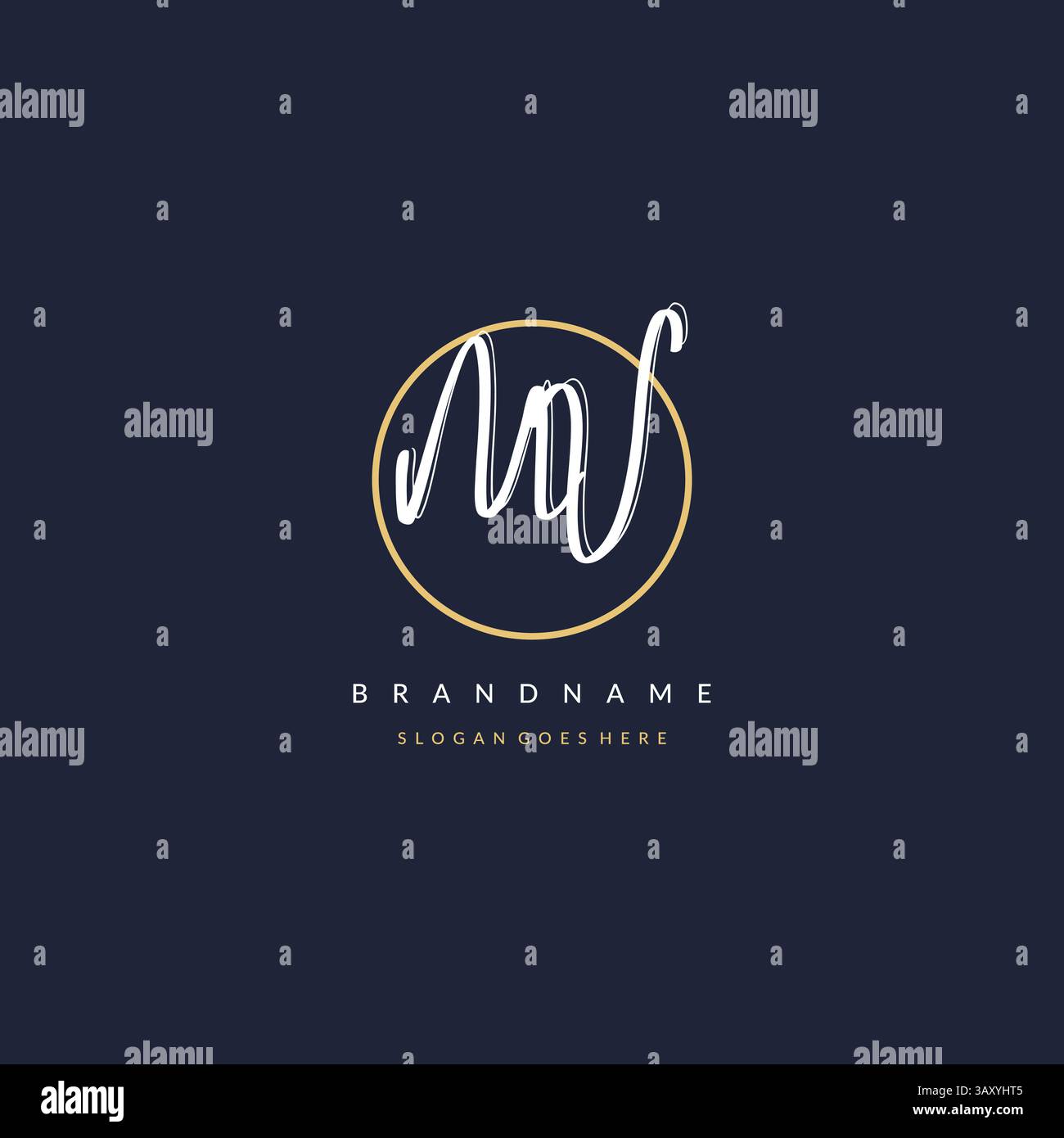 Initial letter MV logo monogram feminine style with circle line design ...