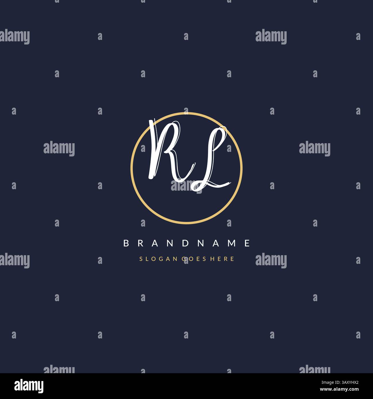 Initial letter RL logo monogram feminine style with circle line design ...