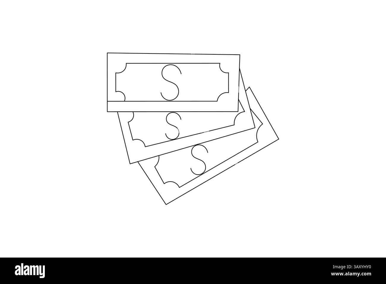 Dollar icon continuous one line art of outline vector drawing Stock Vector