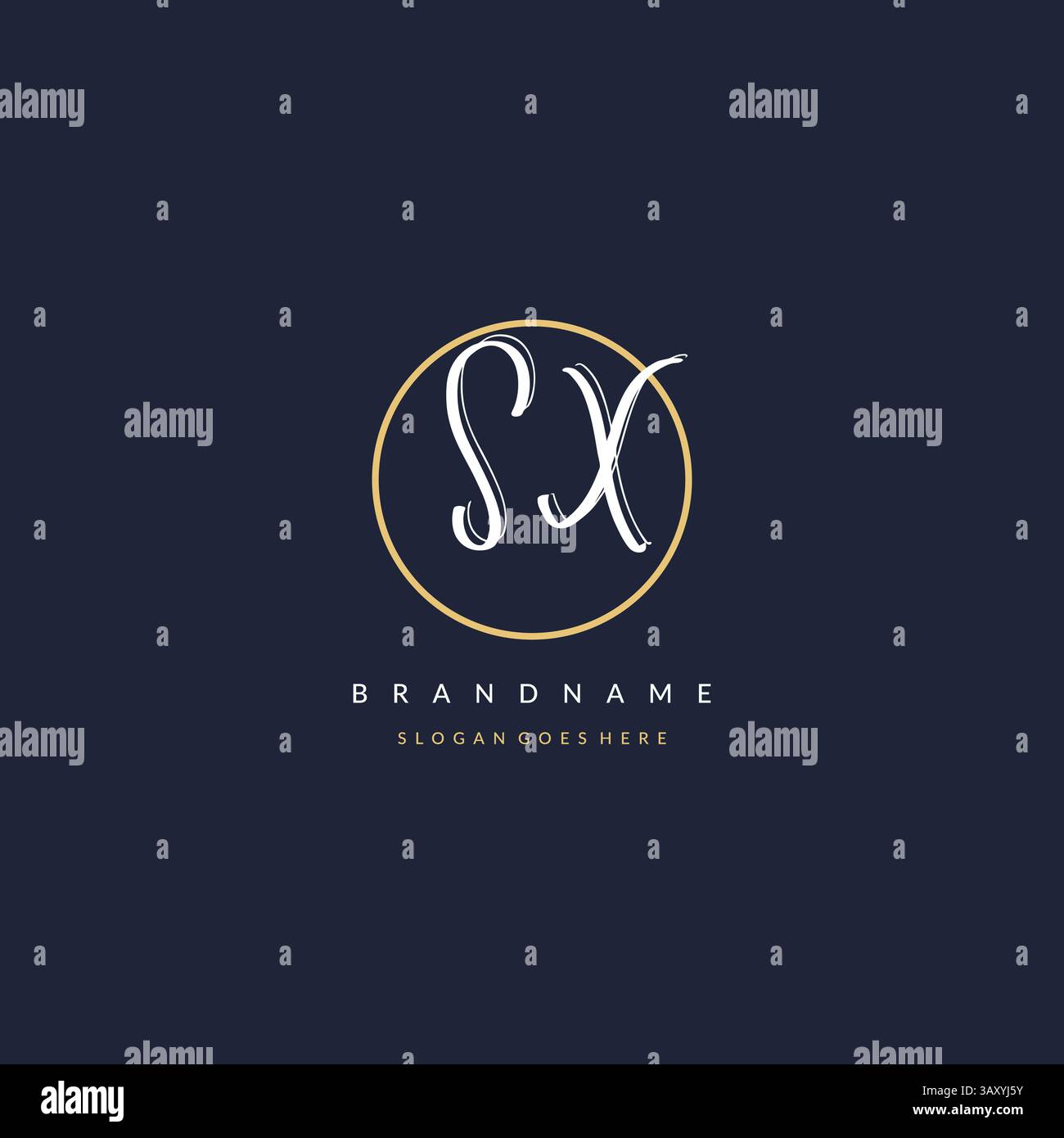 Initial letter SX logo monogram feminine style with circle line design ...