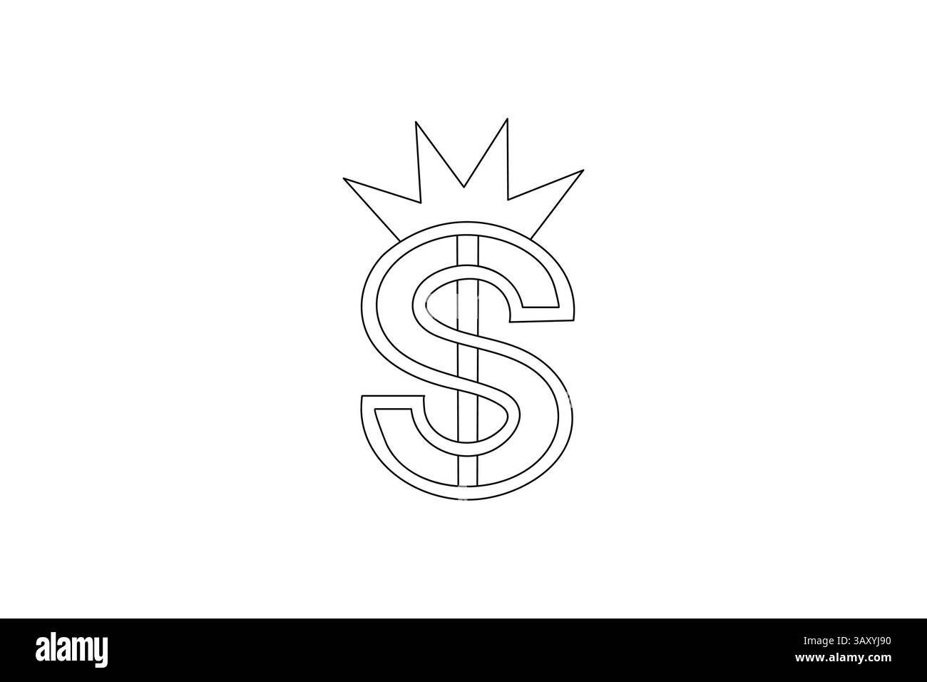 Dollar icon continuous one line art of outline vector drawing Stock Vector
