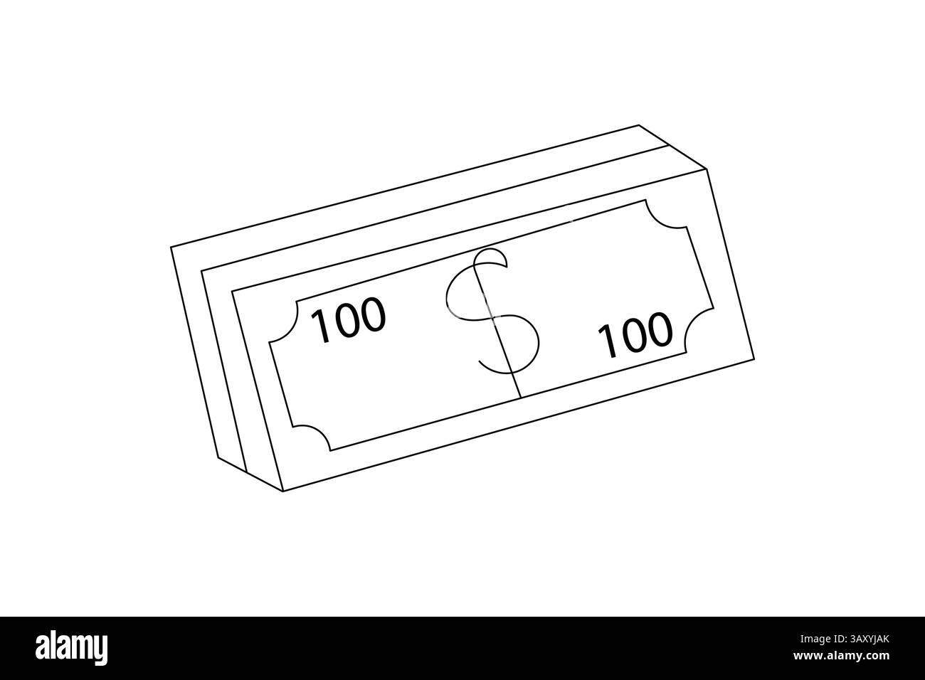 Dollar icon continuous one line art of outline vector drawing Stock Vector
