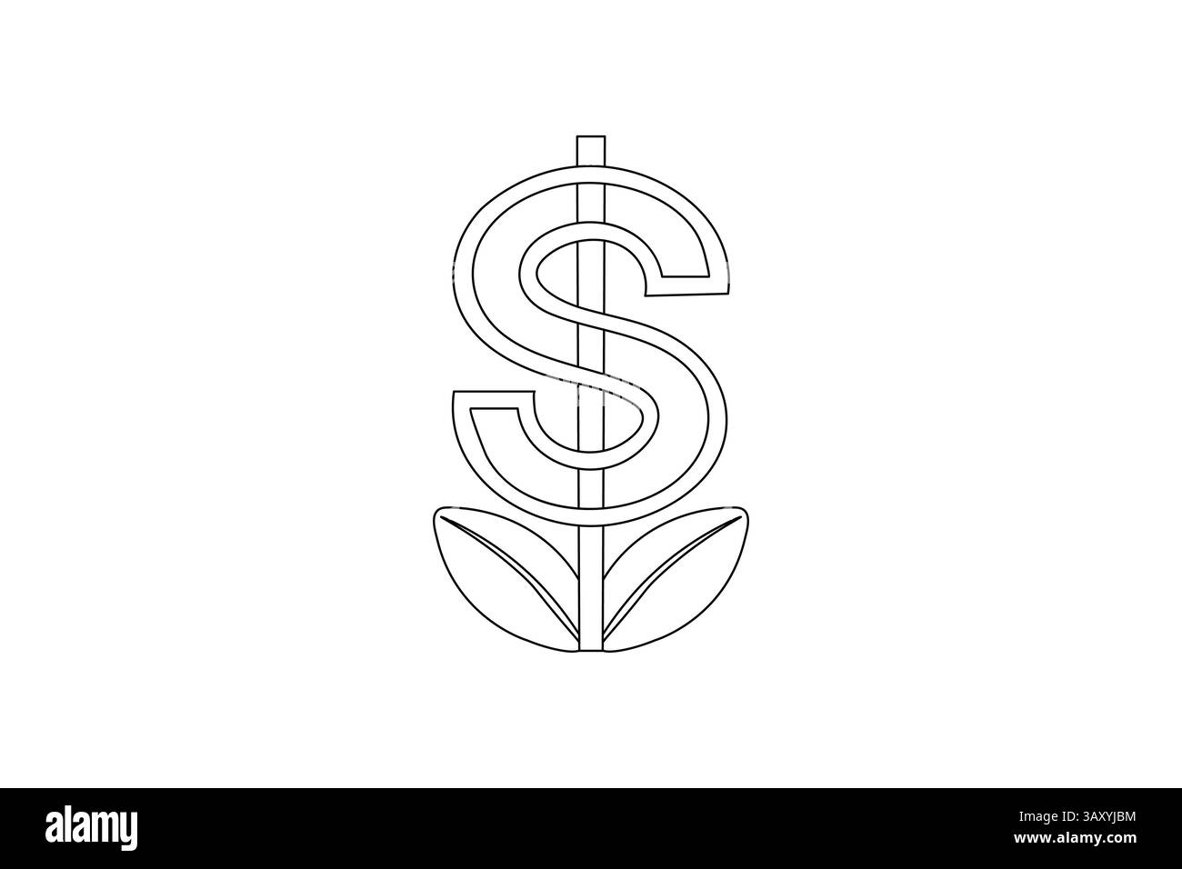 Dollar icon continuous one line art of outline vector drawing Stock ...