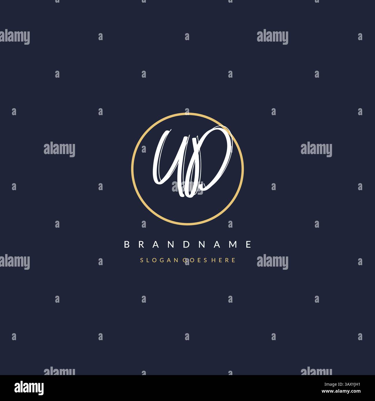 Initial letter UD logo monogram feminine style with circle line design ideas vector graphic Stock Vector