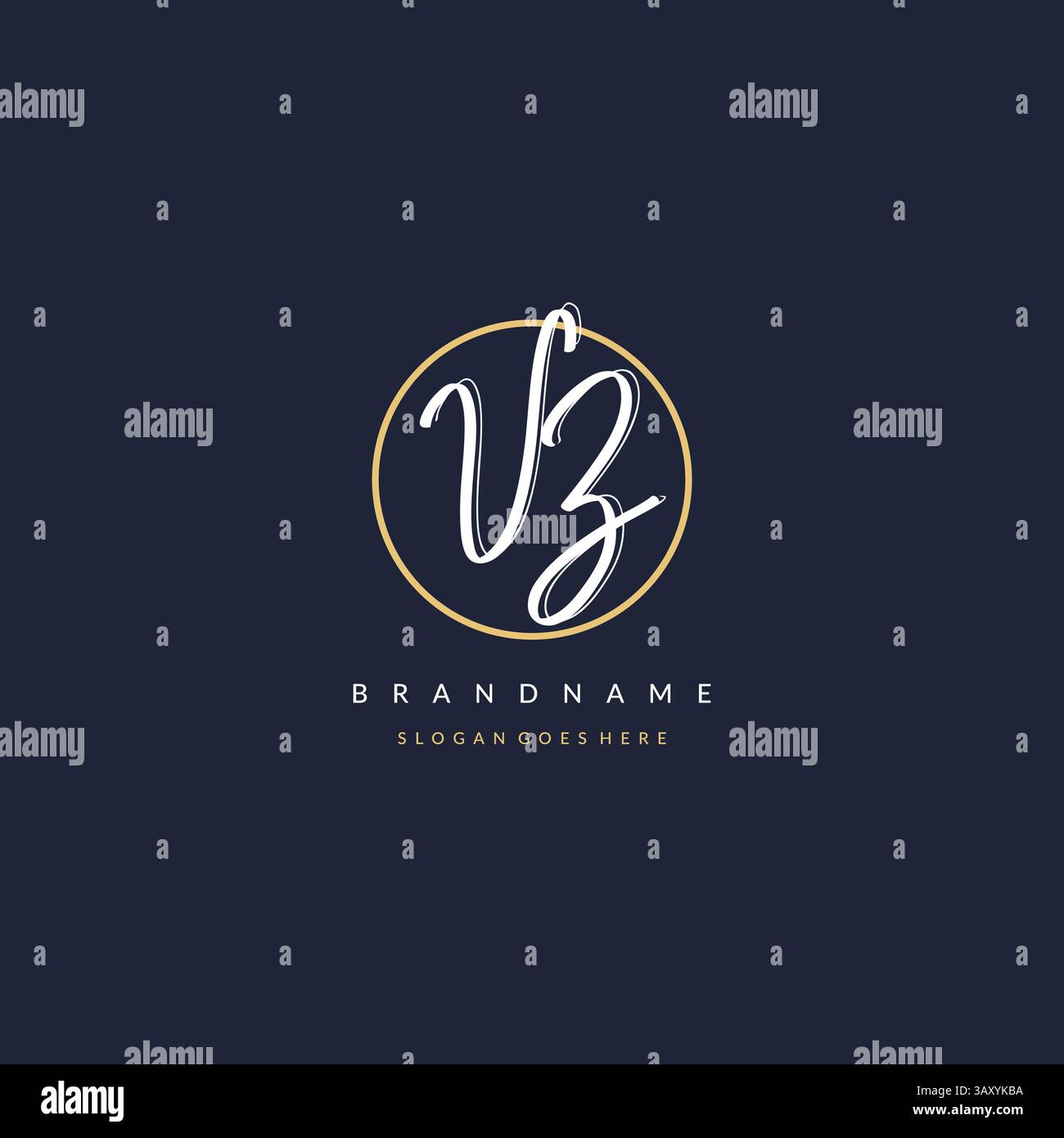 Initial letter VZ logo monogram feminine style with circle line design ...