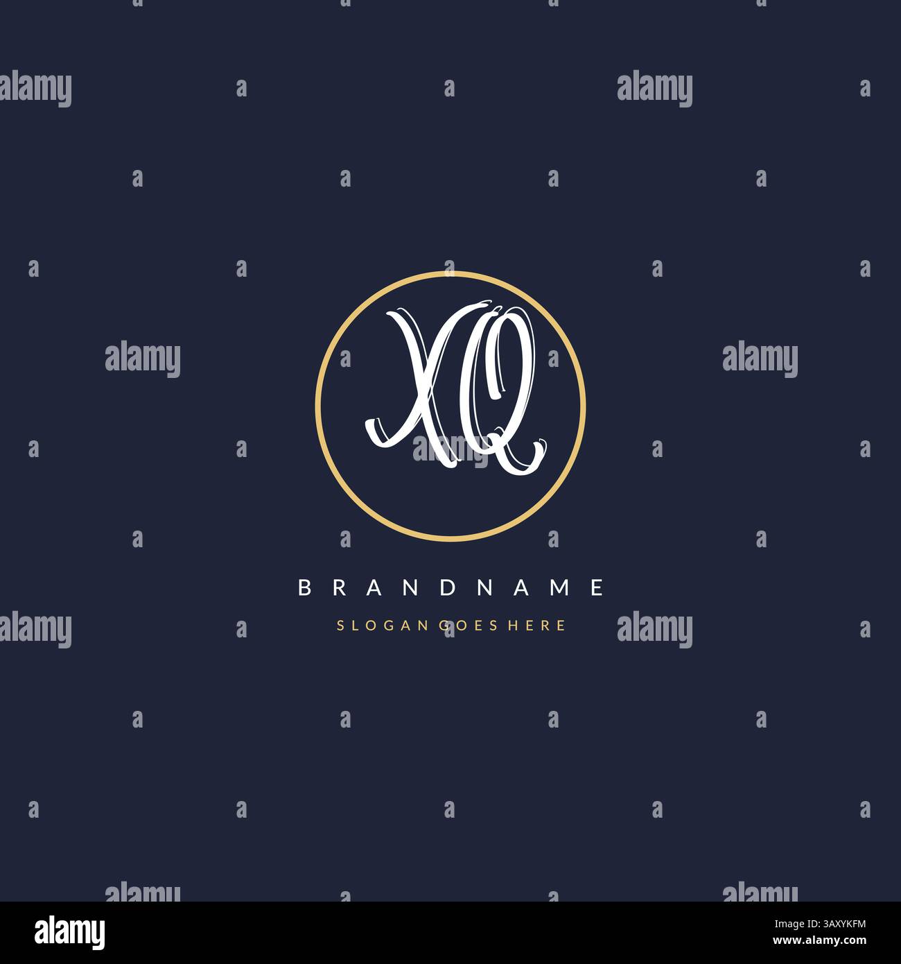Initial letter XQ logo monogram feminine style with circle line design ...