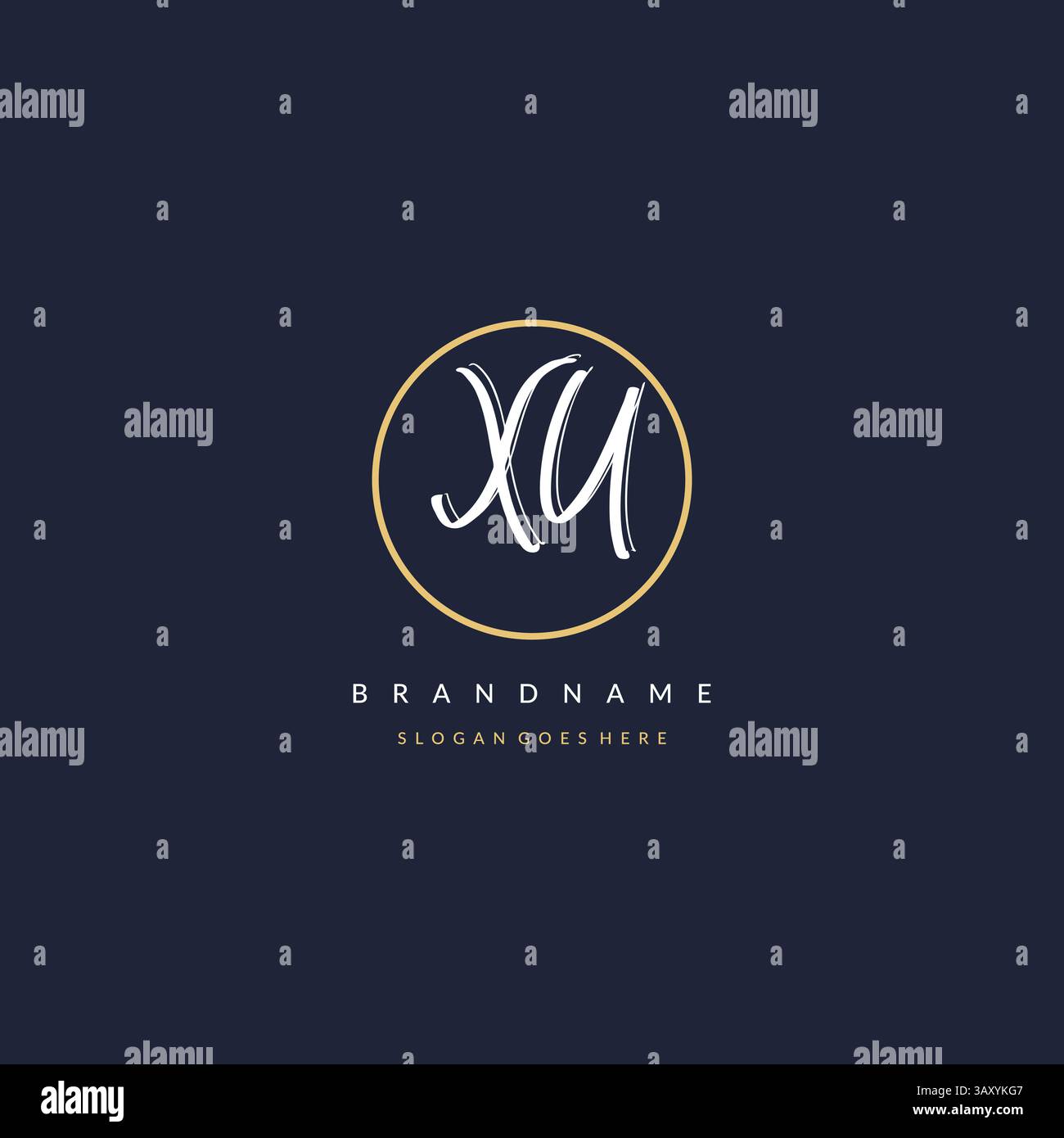 Initial letter XU logo monogram feminine style with circle line design ...