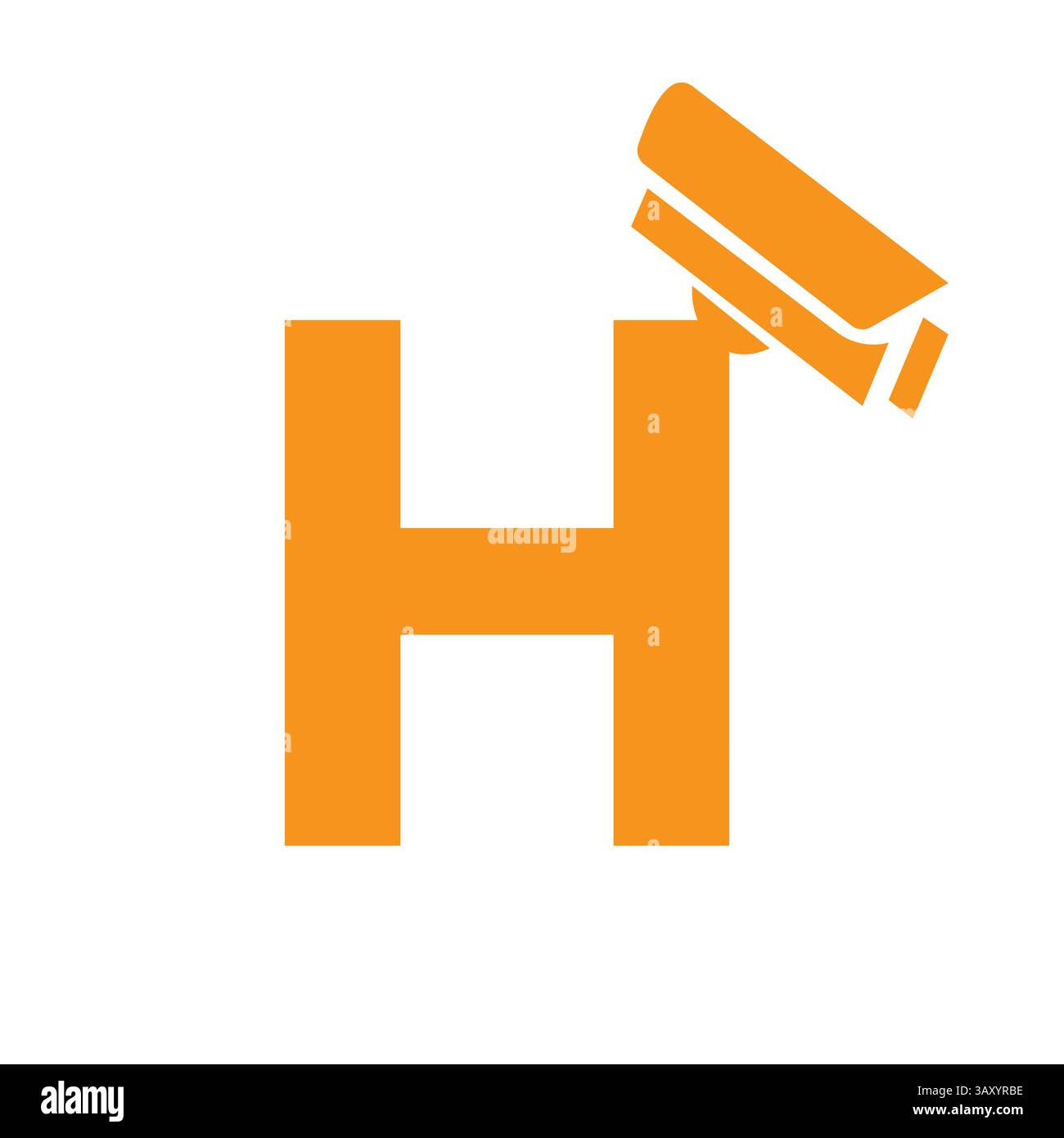 Initial Letter H Security Camera Icon, CC tv Symbol Vector Template Stock Vector