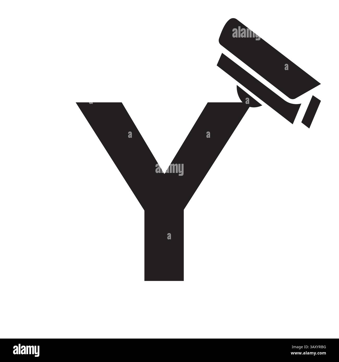 Initial Letter Y Security Camera Icon, CC tv Symbol Vector Template Stock Vector