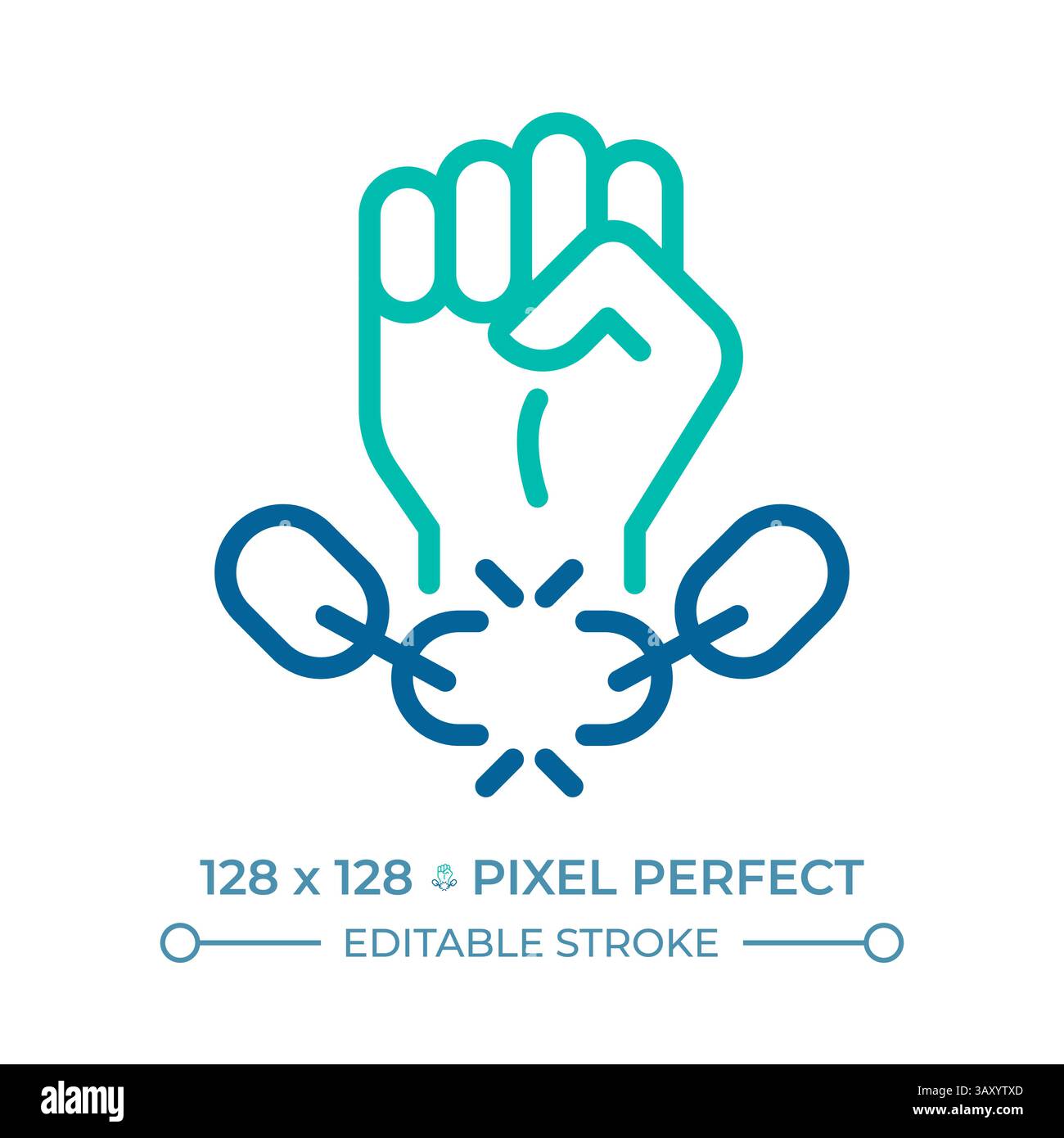 Freedom from slavery pixel perfect two color line icon Stock Vector ...