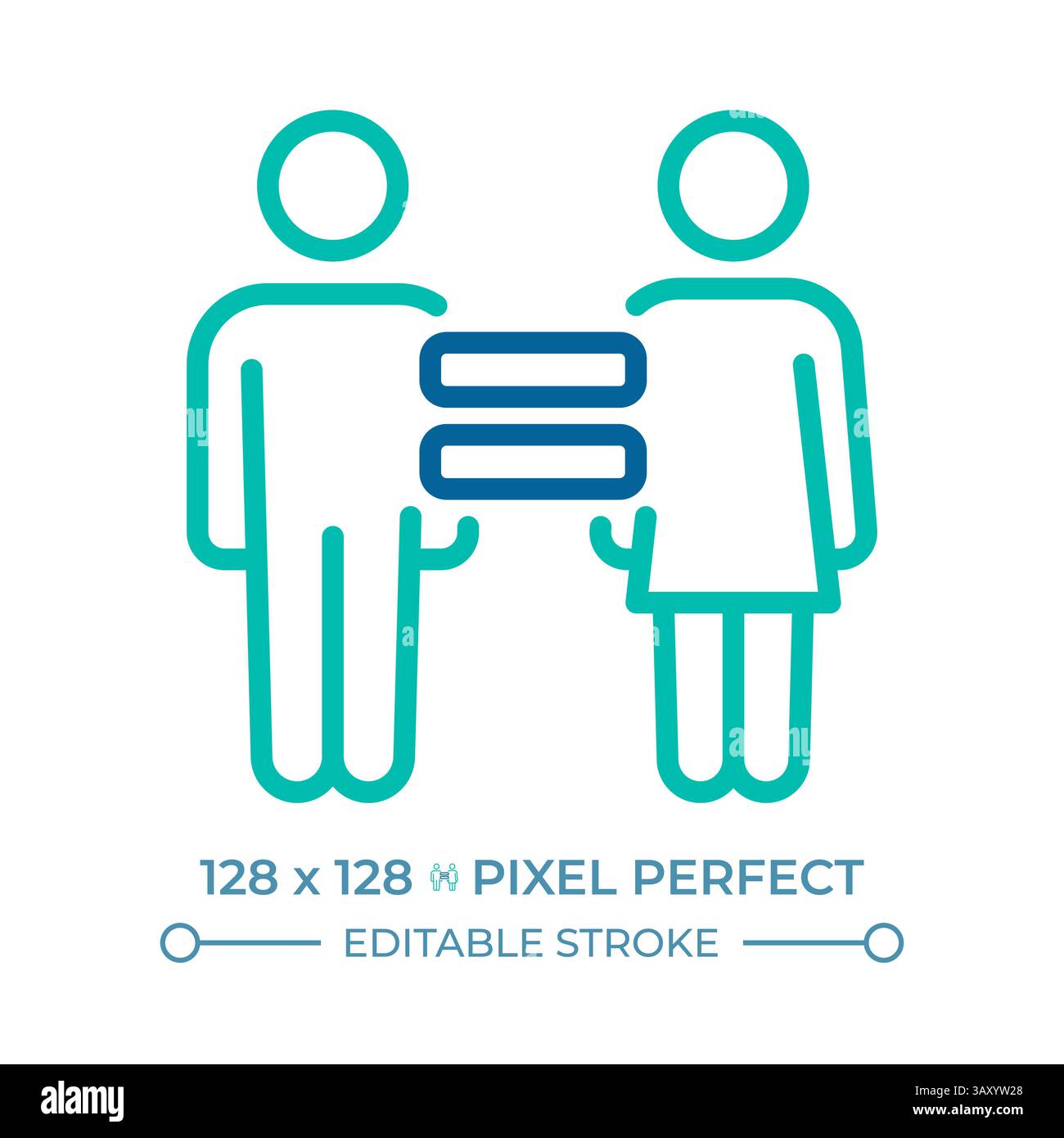 Right to equality pixel perfect two color line icon Stock Vector