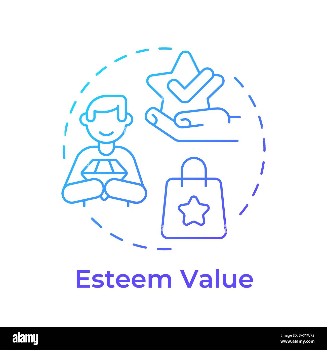 Esteem value blue gradient concept icon Stock Vector