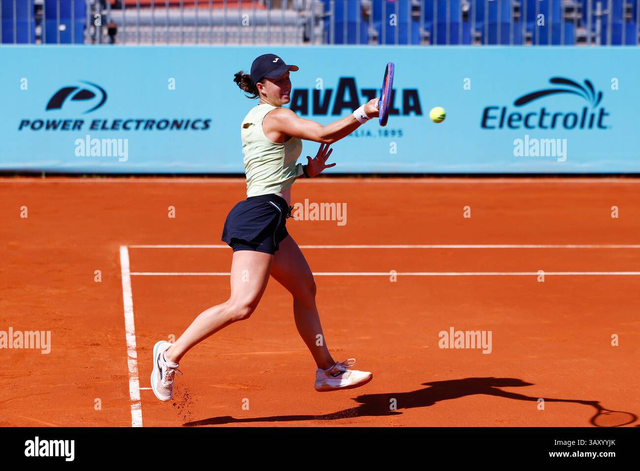 Kaitlin Quevedo of Spain in action against Nuria Parrizas-Diaz of Spain during the Mutua Madrid Open 2025, ATP Masters 1000 and WTA 1000, tennis tournament on 21 April 2025 at Caja Magica in Madrid, Spain Stock Photo