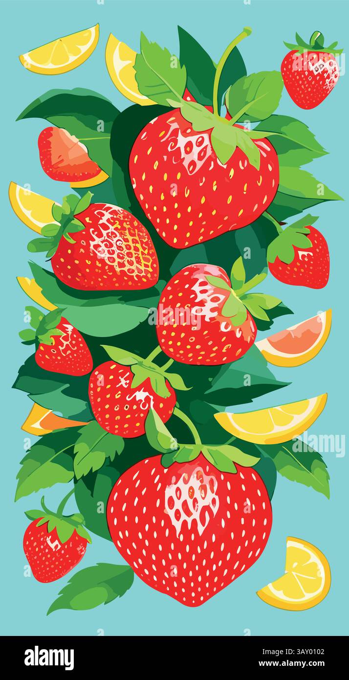 strawberry pattern on a white background. Stock Vector