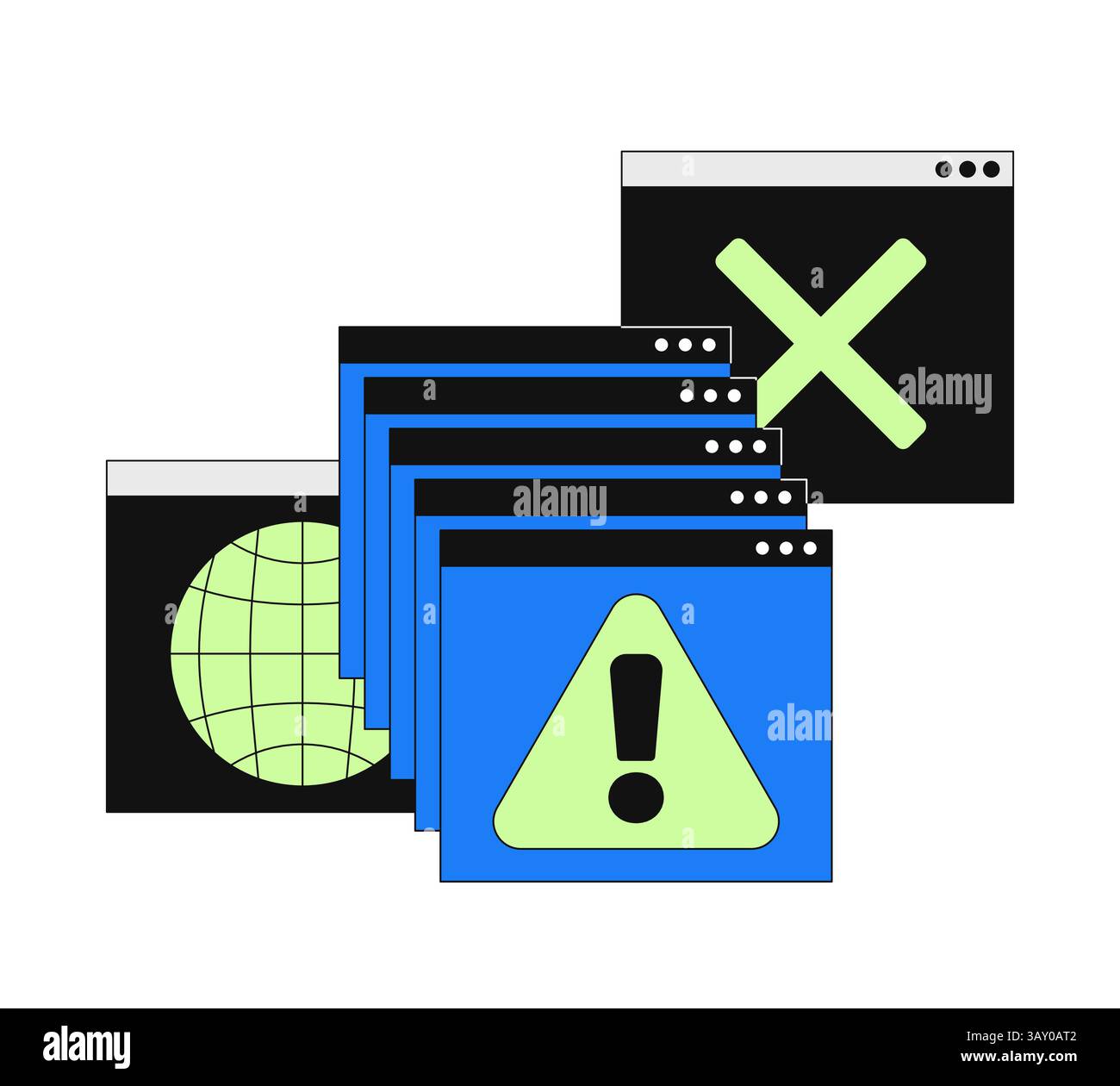 System error alert popups 2D onboarding ui illustration Stock Vector