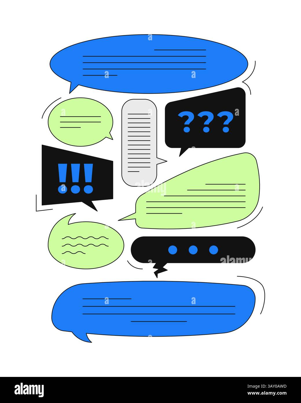 Online discussion chat bubbles 2D onboarding ui illustration Stock Vector