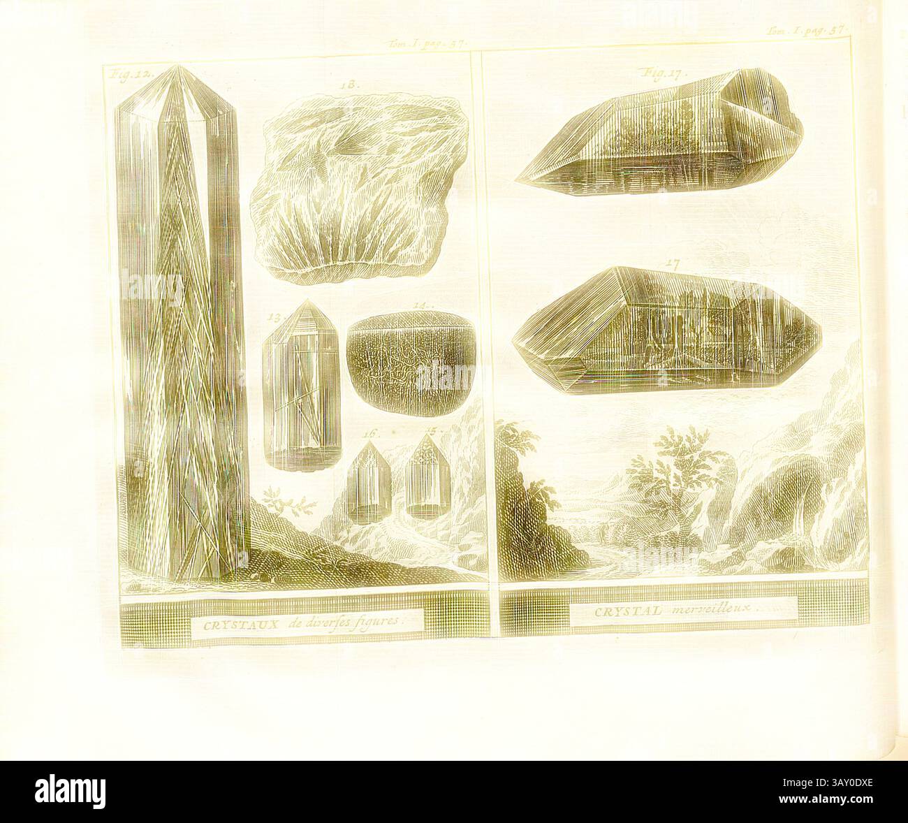 A detailed illustration showcasing various crystal formations ...