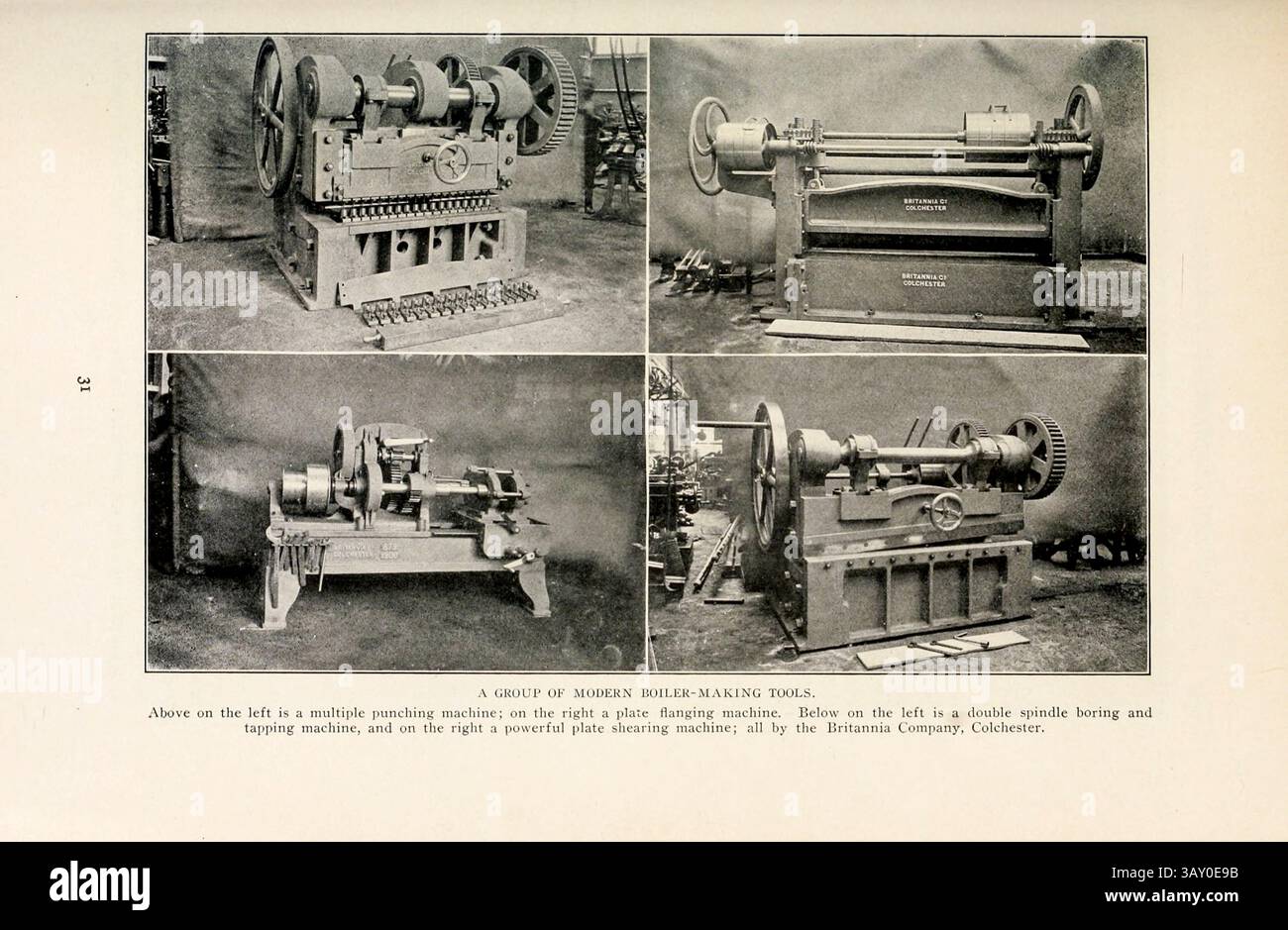 Modern boiler making tools. Multiple punching machine [top left] Plate ...